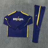 2026/27 Brazil Jordan Brand Collaboration  Edition  Sapphire blue  Adult long-sleeved, Half Pull , training suit set