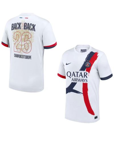 25/26 PSG Away Double stars (front/back) Champions #26 Backside advertisement  Player Version Soccer Jersey