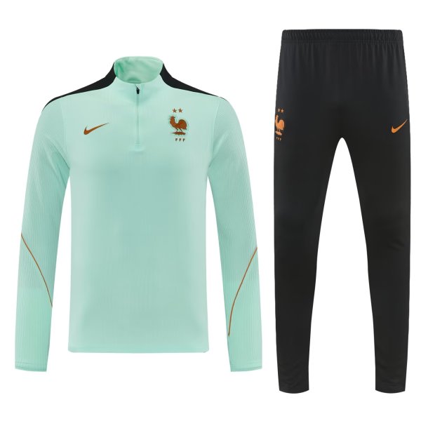 2026/27  France  Light green  Adult long-sleeved, Half Pull , training suit set