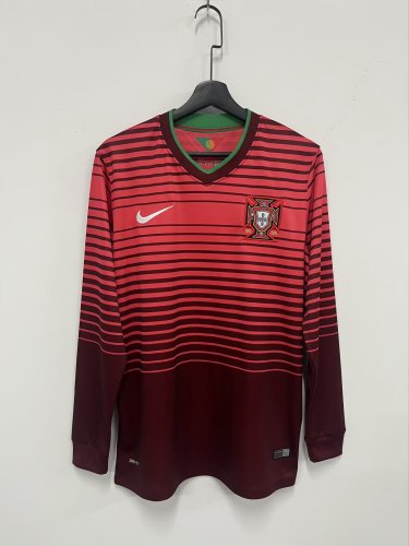 2014 Portugal Home Retro Jerseys Long Sleeve Fans Soccer Jersey