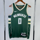 22-23 BUCKS LILLARD #0 Away Green Top Quality Hot Pressing NBA Jersey(V领)