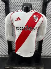 24-25 River Plate Home Player Version Long Sleeve Soccer Jersey