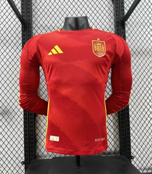 2024 Spain European Cup Home Long sleeves Player Version Soccer Jersey