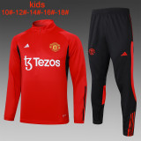 23-24 Man Utd High Quality Kids Half Pull Tracksuit