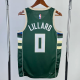 22-23 BUCKS LILLARD #0 Away Green Top Quality Hot Pressing NBA Jersey(V领)