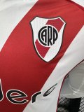 24-25 River Plate Home Player Version Long Sleeve Soccer Jersey