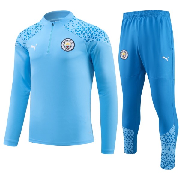 23-24 Man City High Quality Kids Half Pull Tracksuit