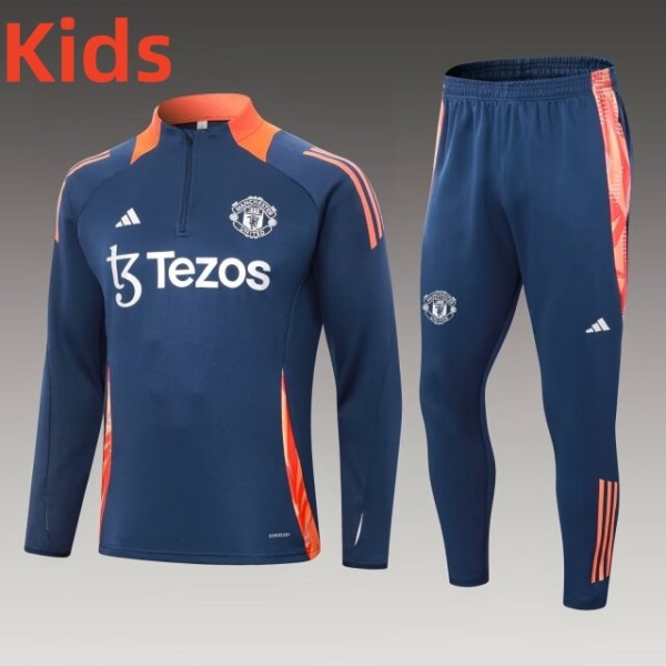 24-25 Man Utd High Quality Kids Half Pull Tracksuit
