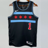 2019 BULLS ROSE #1 Black City Edition Top Quality Hot Pressing NBA Retro Jersey