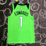 Timberwolves EDWARDS #1 Fluorescent Green Top Quality Hot Pressing NBA Jersey