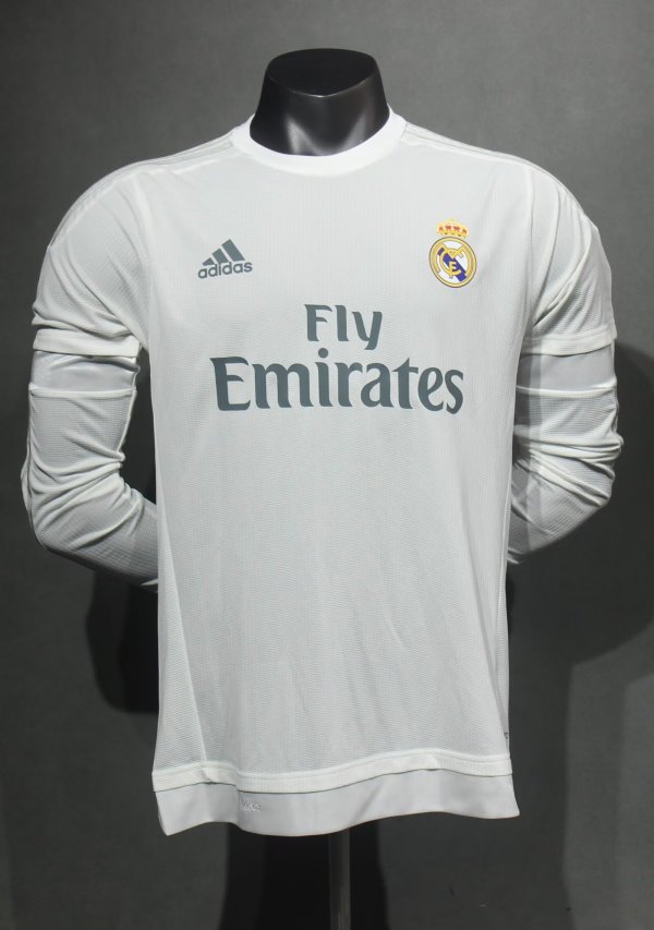 2015-2016 RMA Home Player Version Long Sleeve Retro Soccer Jersey 长袖球员