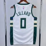 22-23 BUCKS LILLARD #0 Home White Top Quality Hot Pressing NBA Jersey(V领)
