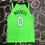 Timberwolves RUSSELL #0 Fluorescent Green Top Quality Hot Pressing NBA Jersey