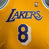 1997 LAKERS BRYANT #8 Yellow Retro Top Quality Hot Pressing NBA Jersey