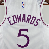 TIMBERWOLVES EDWARDS #5 White Top Quality Hot Pressing NBA Jersey
