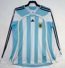 2006-2007 Argentina Home Long Sleeve Retro Soccer Jersey