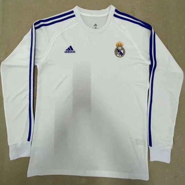 RMA White White Long Sleeve Retro Soccer Jersey