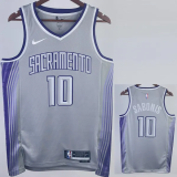 22-23 Kings SABONIS #10 Grey City Edition Top Quality Hot Pressing NBA Jersey
