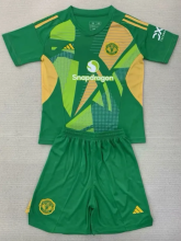 24-25 Man Utd Green GoalKeeper Kids Soccer Jersey