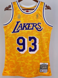 2023 LAKERS & BAPE #93 Yellow Top Quality Hot Pressing NBA Jersey