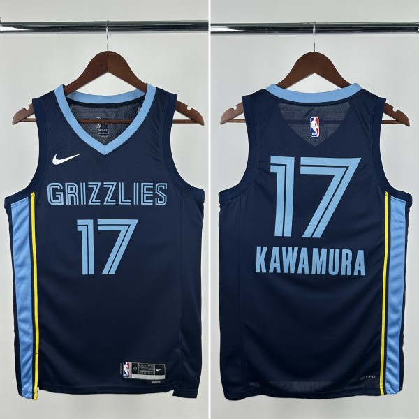 23-24 GRIZZLIES KAWAMURA #17 Dark Blue Top Quality Hot Pressing NBA Jersey