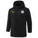 24-25 Man City Black Hooded Windbreaker Fabric Cotton Coat(绿彪标)
