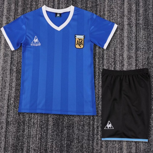 1986 Argentina Away Retro Kids Soccer Jersey