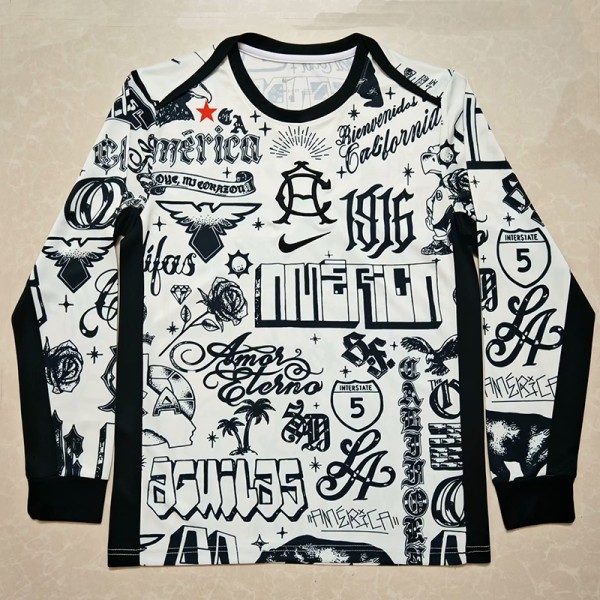 24-25 Club America Beige Black Long Sleeve Training shirts