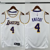22-23 Lakers KNECHT #4 White Top Quality Hot Pressing NBA Jersey(圆领)