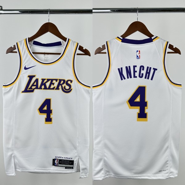 22-23 Lakers KNECHT #4 White Top Quality Hot Pressing NBA Jersey(圆领)