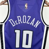 24-25 KINGS DEROZAN #10 Purple Retro Top Quality Hot Pressing NBA Jersey(V领）
