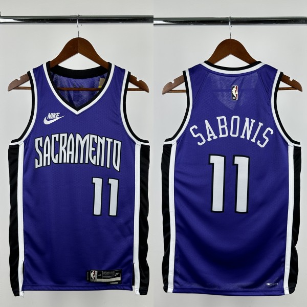 24-25 KINGS SABONIS #11 Purple Retro Top Quality Hot Pressing NBA Jersey(V领）