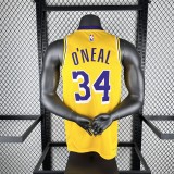 24-25 Lakers O'Neal #34 Yellow Top Quality Hot Pressing NBA Jersey(圆领)
