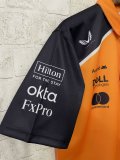 2025  F1 McLaren New Pattern Short Sleeve Racing Suit（有领，胸前橙，背后4号）