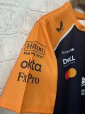 2025  F1 McLaren New Pattern Short Sleeve Racing Suit（圆领，胸前宝蓝，无号码）