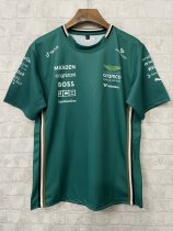 2025 F1 Aston New Pattern Short Sleeve Racing Suit（圆领，无号码）