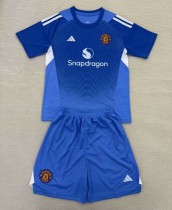 25-26 Man Utd Blue GoalKeeper Kids Soccer Jersey