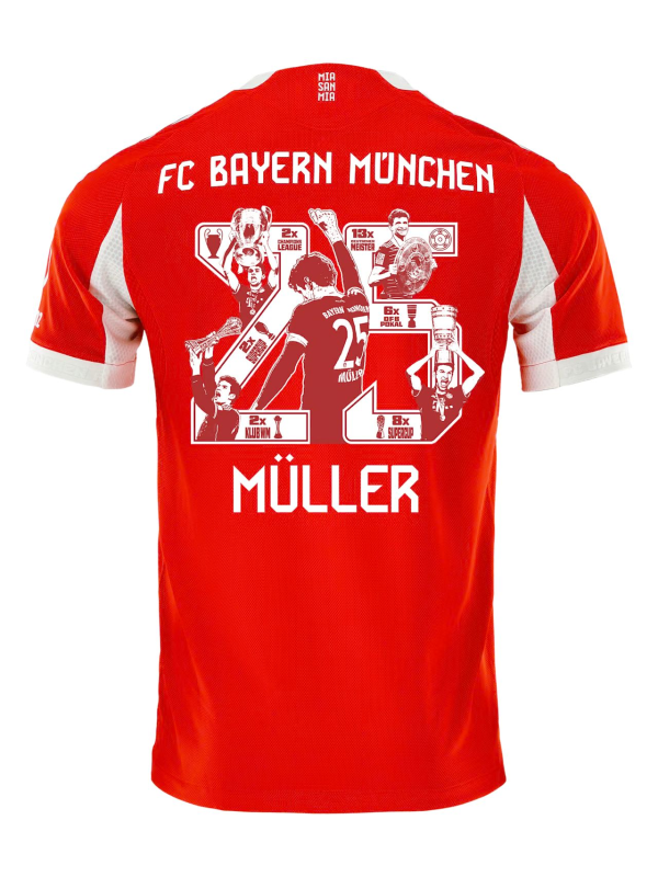 25-26 Bayern Home Muller #25 Print Picture Number Fans Soccer Jersey*球迷