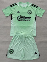 25-26 Club America Light Green GoalKeeper Kids Soccer Jersey 1:1 Thai Quality