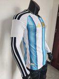 2026 Argentina World Cup Home Long Sleeve Player Version Soccer Jersey