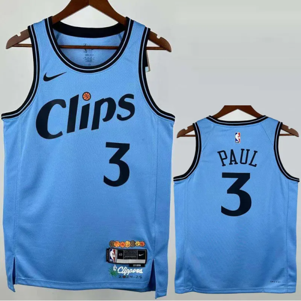 24-25 Clippers PAUL #3 Blue City Edition Top Quality Hot Pressing NBA Jersey