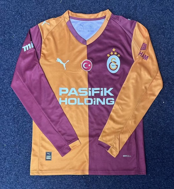 25-26 Galatasaray Home Long Sleeve Fans Soccer Jersey (五星)