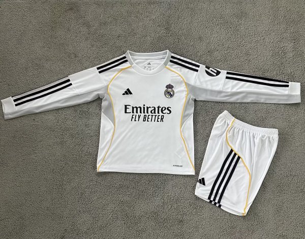 25-26 RMA Home Long Sleeve Kids Soccer Jersey（长袖）