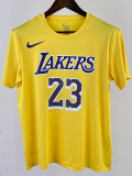2023 LAKERS JAMES #23 Yellow Quick drying T-shirt