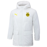 24-25 Dortmund White Hooded Windbreaker Fabric Cotton Coat