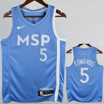 TIMBERWOLVES EDWARDS #5 Azure Top Quality Hot Pressing NBA Jersey TIMBERWOLVES EDWARDS #5 Azure Top Quality Hot Pressing NBA Jersey