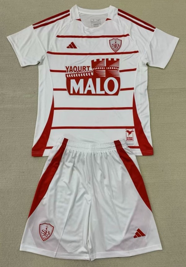 24-25 Stade Brestois Away Kids Soccer Jersey