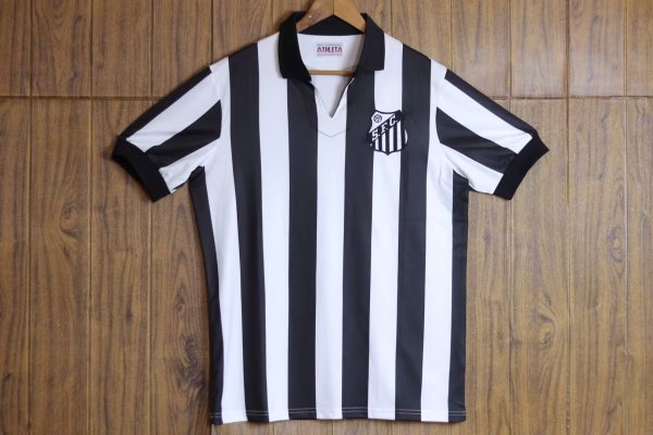 1958 Santos FC Home White and Black Retro Soccer Jersey