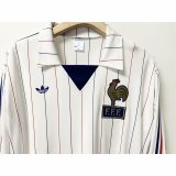 1980 France Away Retro Long Sleeves Soccer Jersey