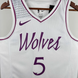 TIMBERWOLVES EDWARDS #5 White Top Quality Hot Pressing NBA Jersey